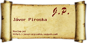 Jávor Piroska névjegykártya